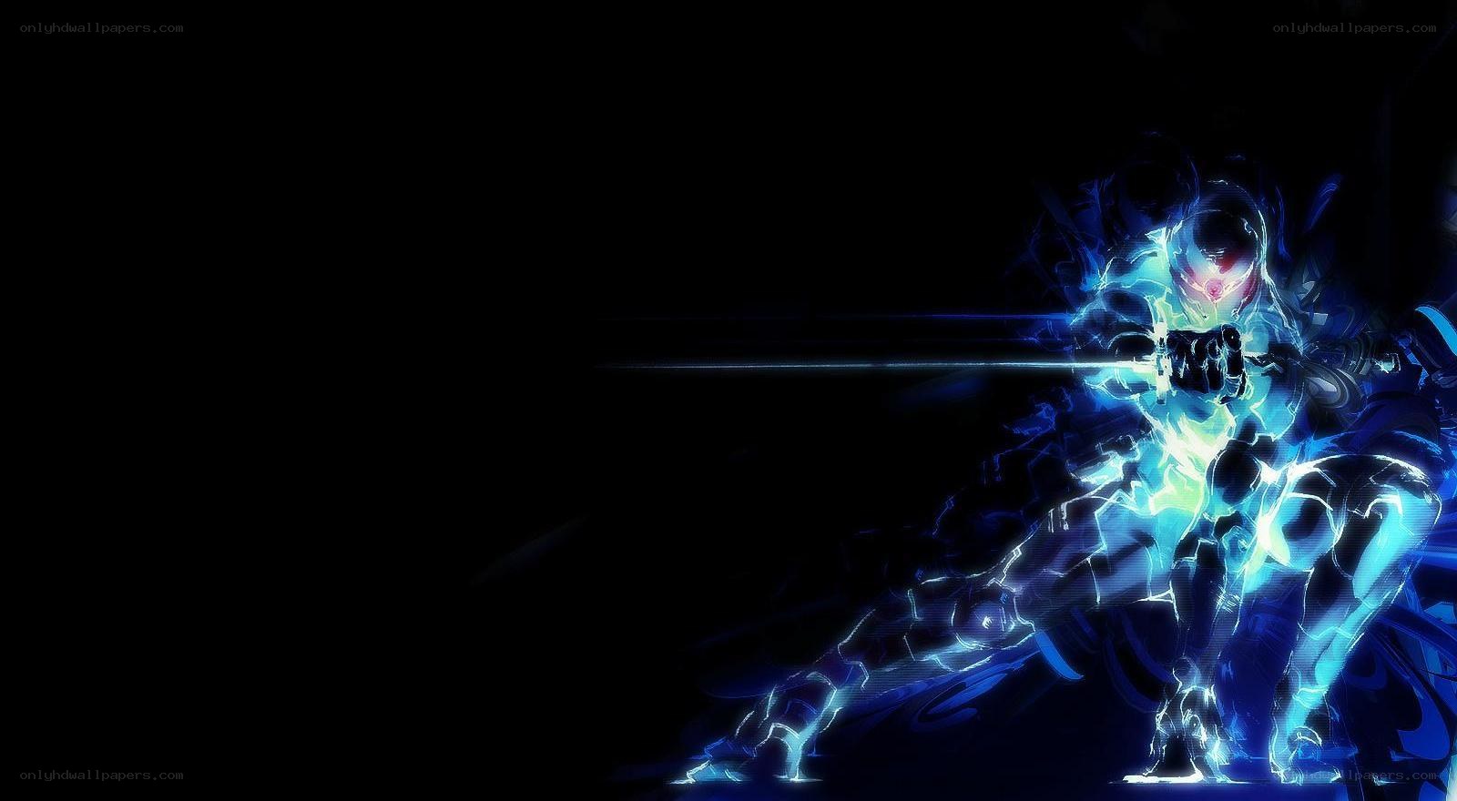 glowing blue warrior in action