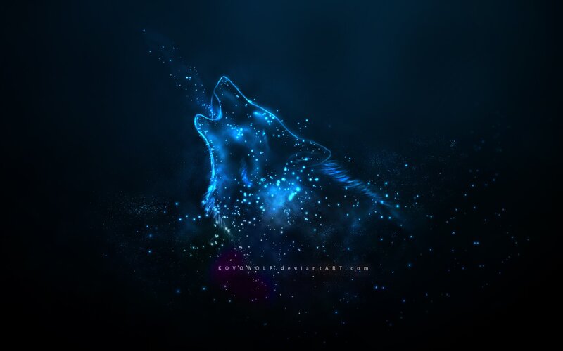 glowing blue wolf howling