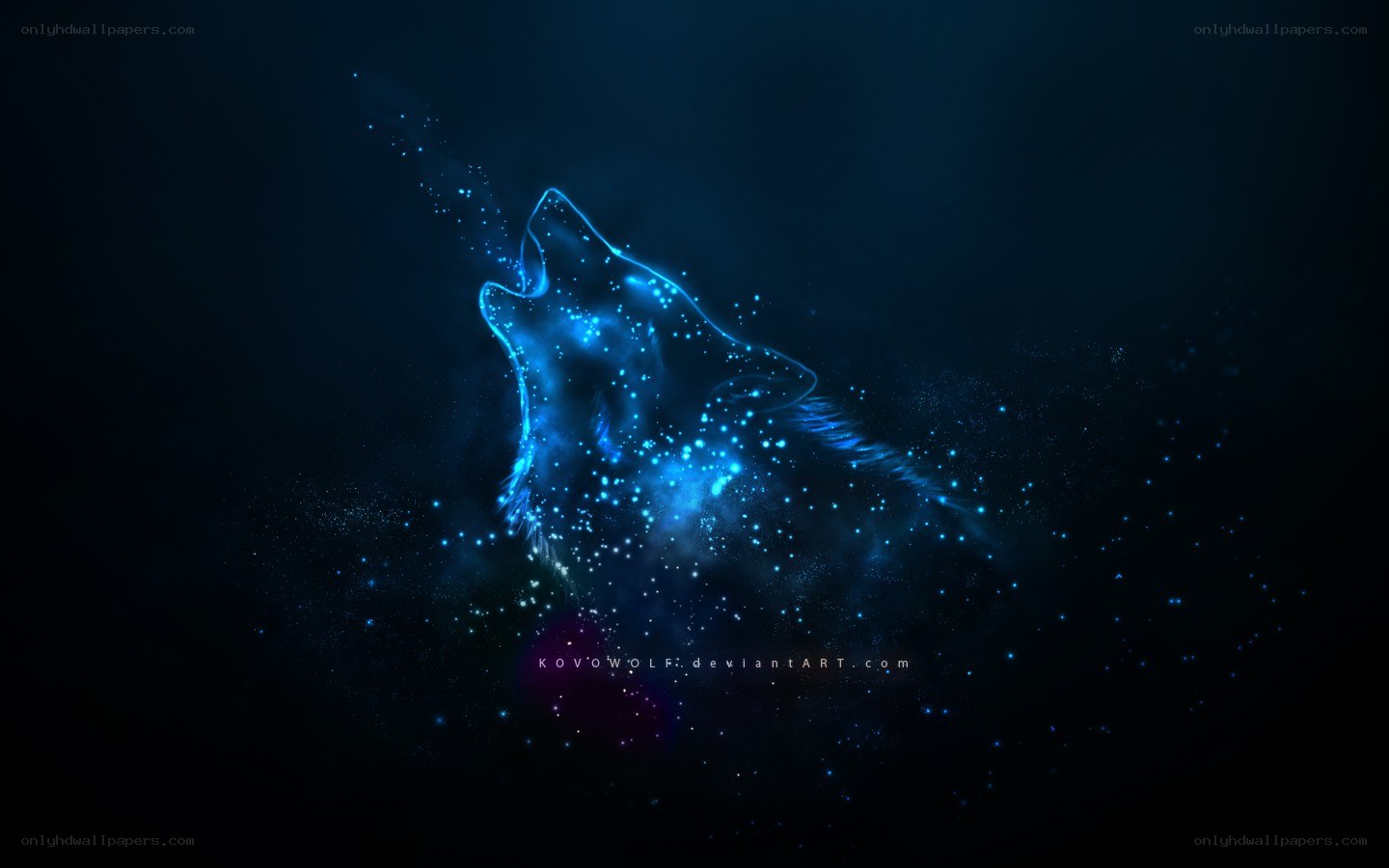 glowing blue wolf howling