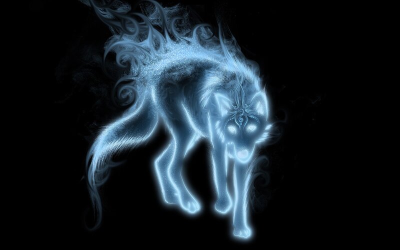 Glowing Blue Wolf — Mystical, Night, Digital Art