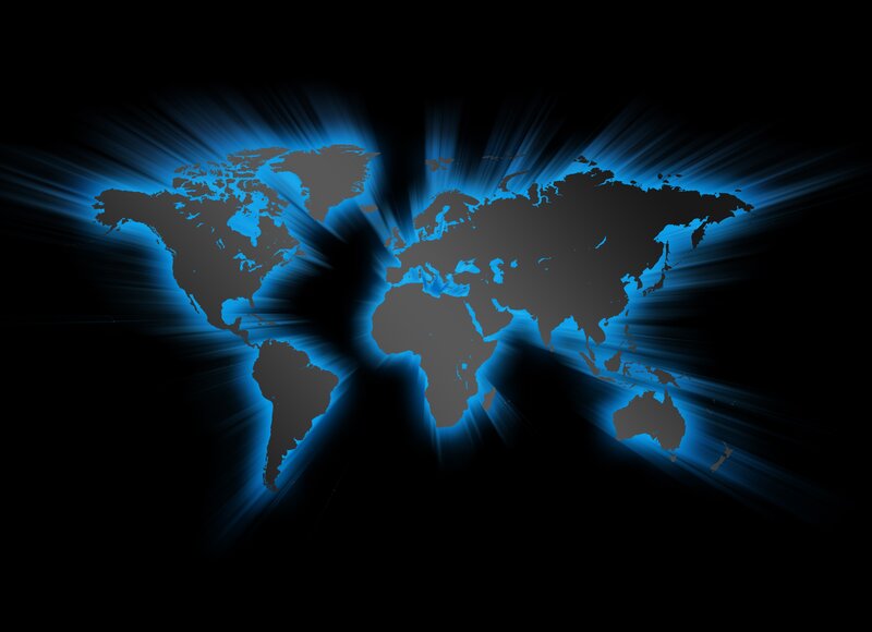 glowing blue world map