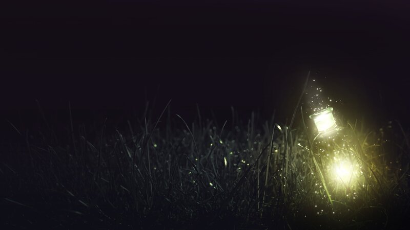 Glowing Bottle in Grass — Black