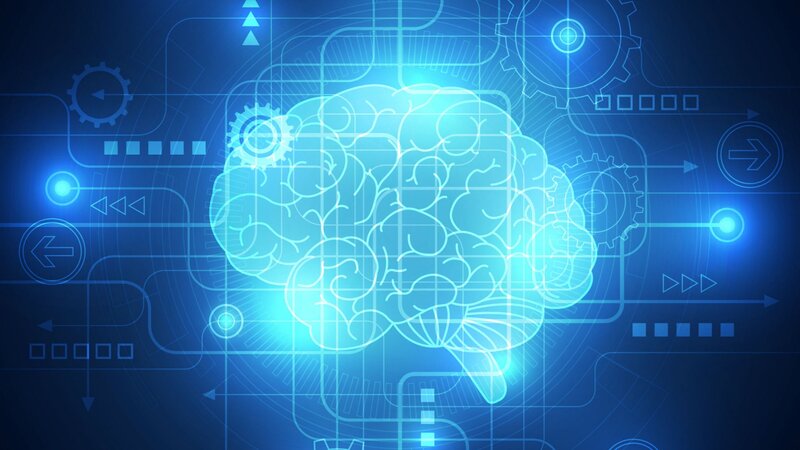 Glowing Brain Illustration — Blue