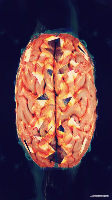 Glowing Brain Illustration — Orange, Dramatic