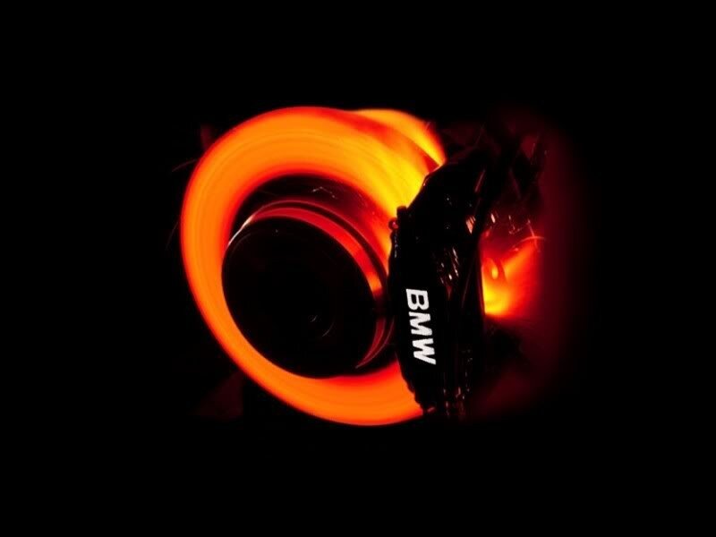 glowing brake disc on a BMW