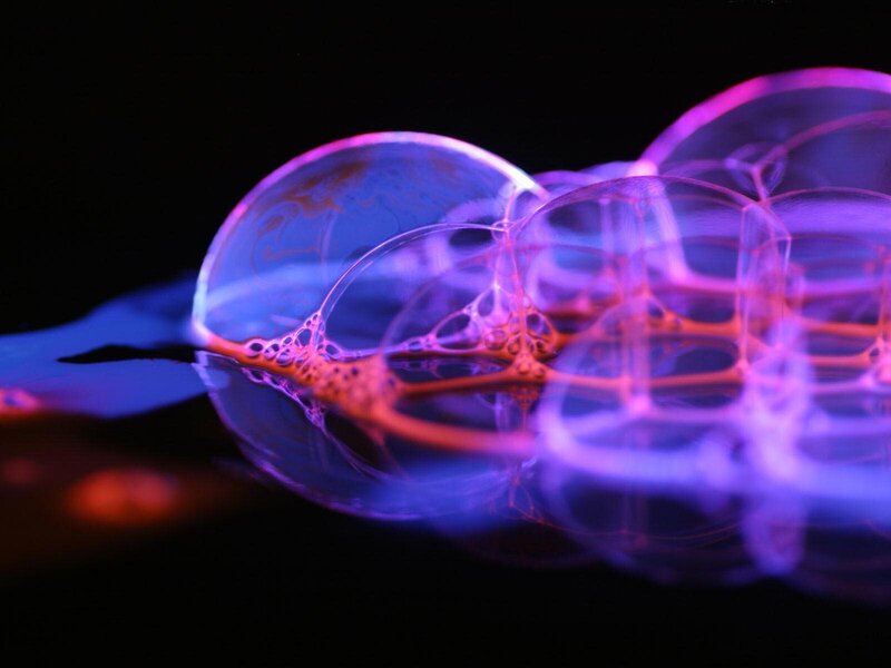 glowing bubbles in dark