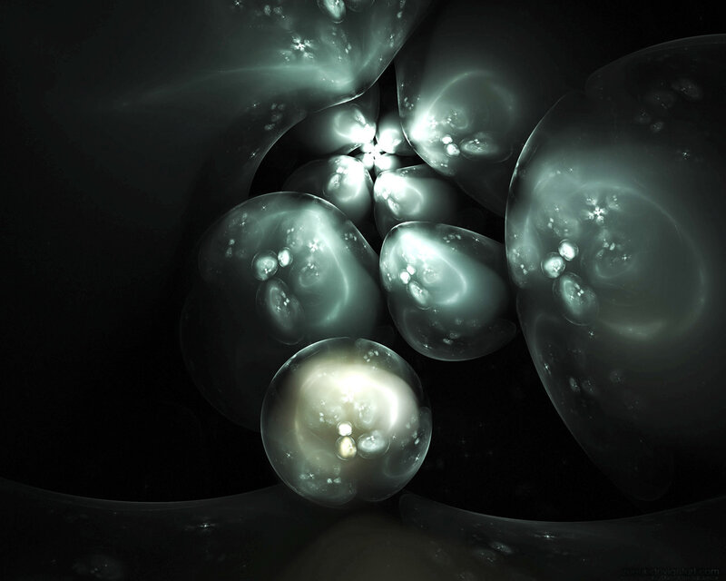 glowing bubbles in dark space