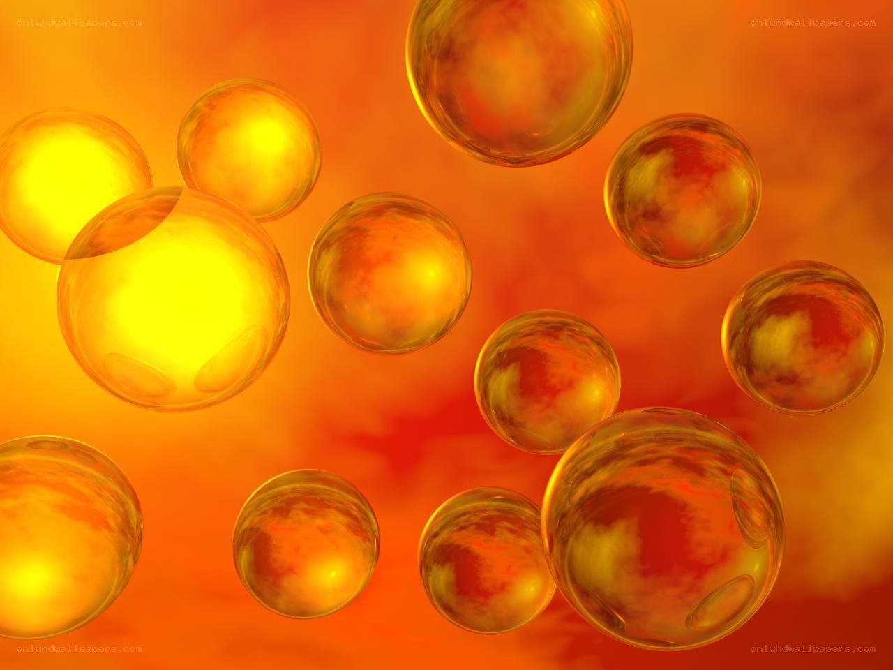 Glowing bubbles in warm light