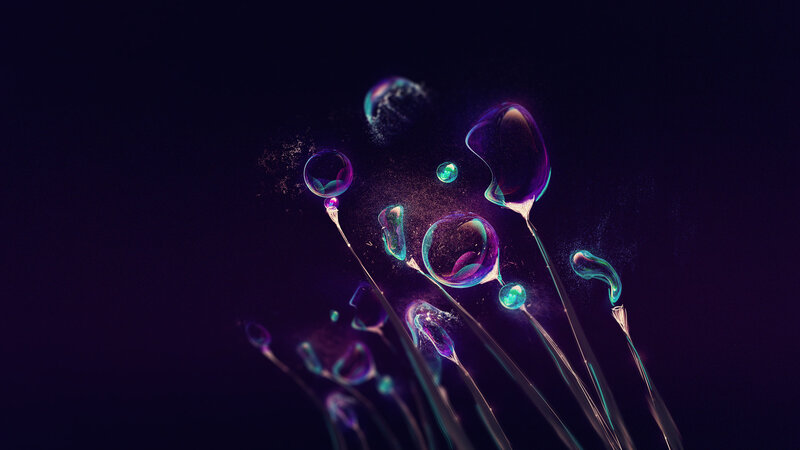 Glowing Bubbles on Stems