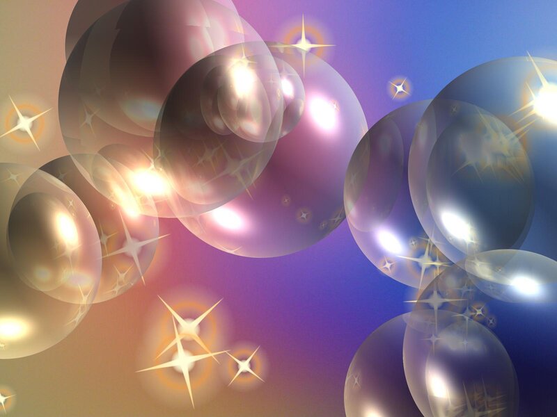 Glowing bubbles with starbursts