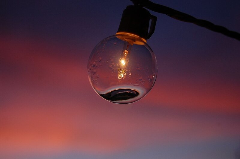 glowing bulb at dusk