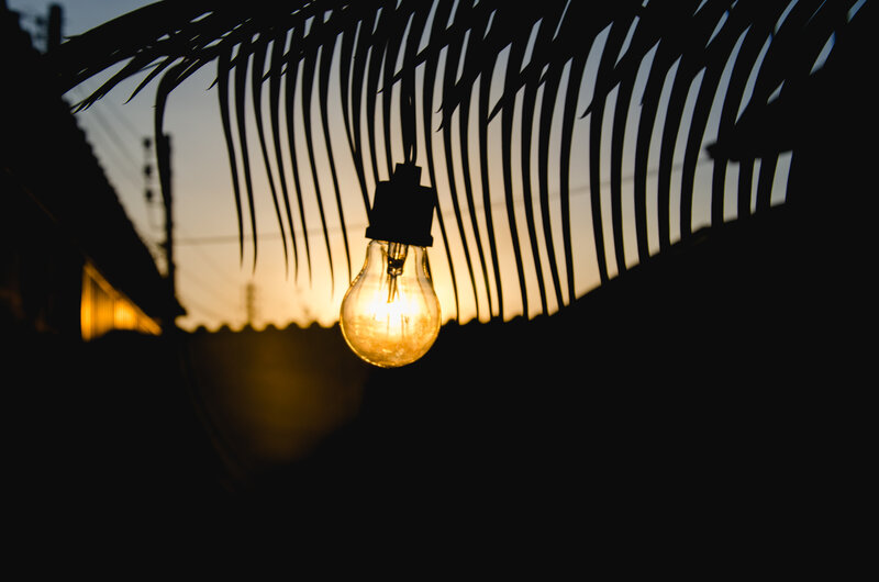 glowing bulb at sunset