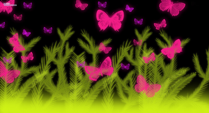 Glowing Butterflies and Plants