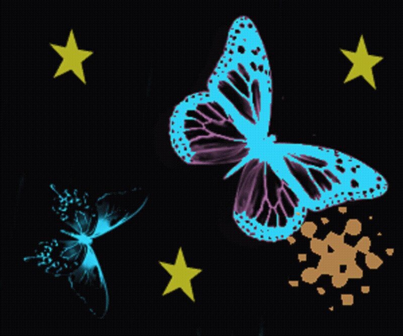 glowing butterflies and stars