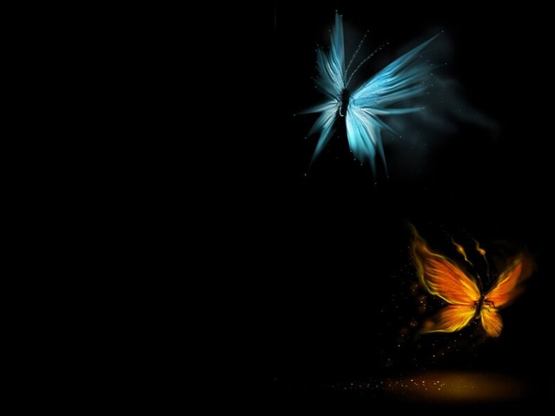 Glowing Butterflies — Black, Dramatic, Night
