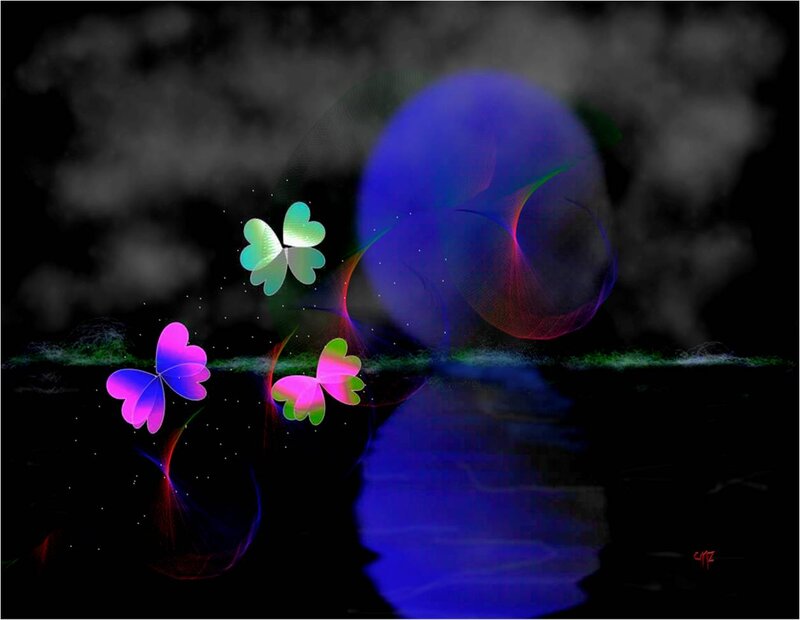 Glowing Butterflies in Dark