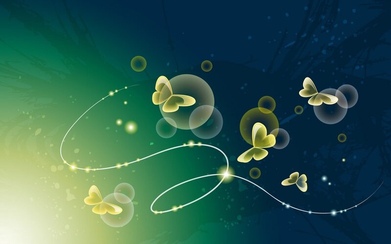 Glowing Butterflies in Motion — Green