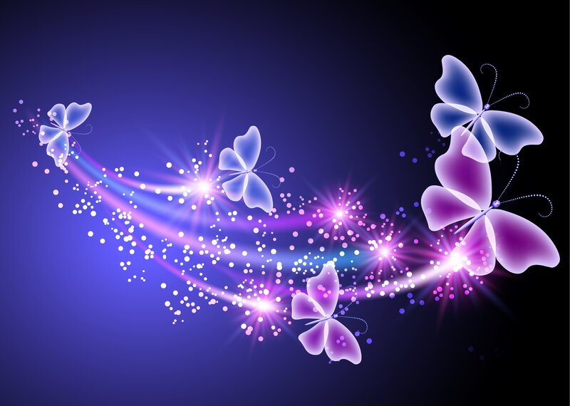 Glowing Butterflies in Motion — Purple