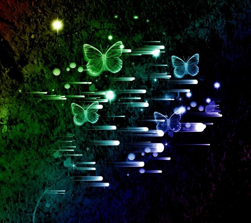 Glowing Butterflies in Space — Green