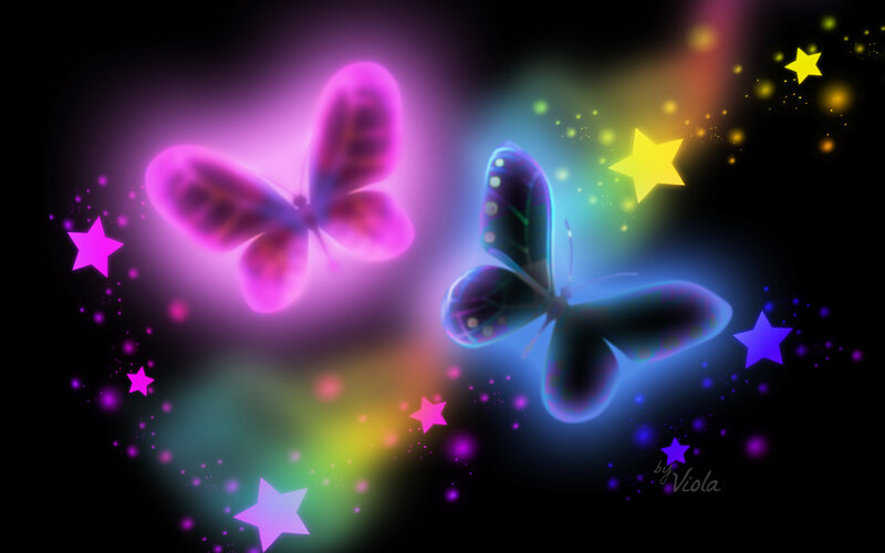 Glowing Butterflies — Purple, Magical, Night