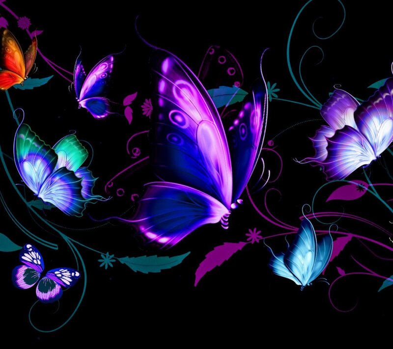 Glowing Butterflies — Purple, Vibrant