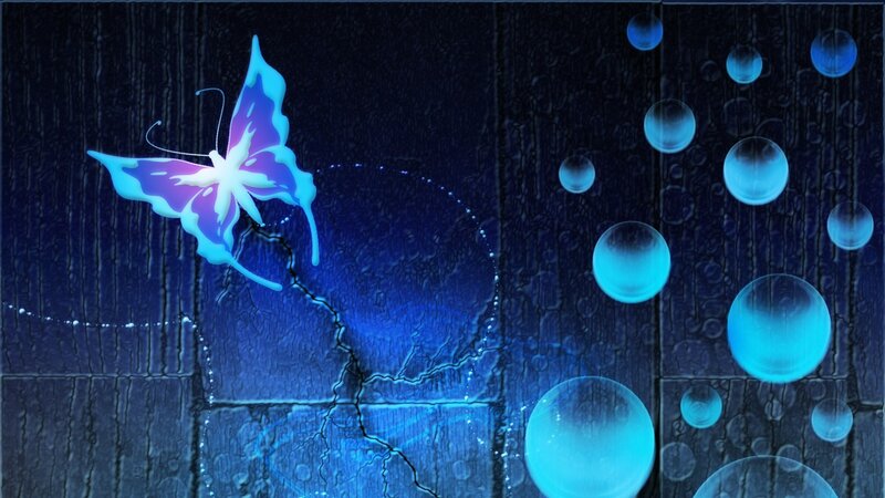 glowing butterfly and bubbles