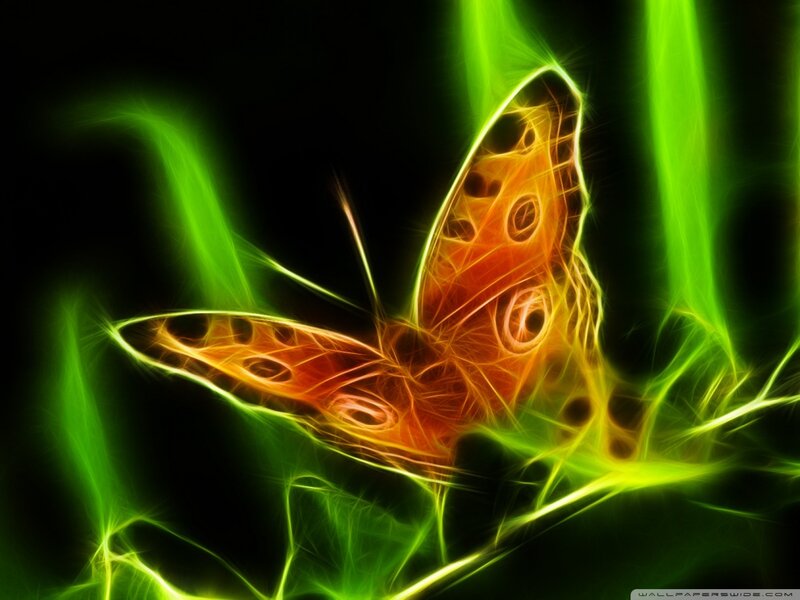 Glowing Butterfly — Green, Dramatic