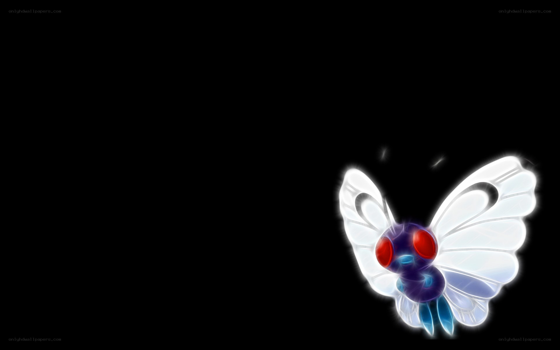 glowing butterfree on black