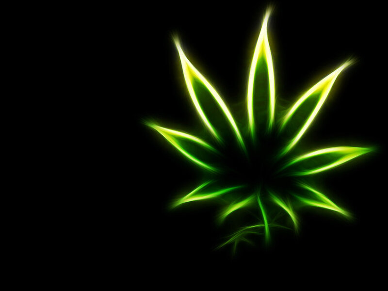 glowing cannabis leaf