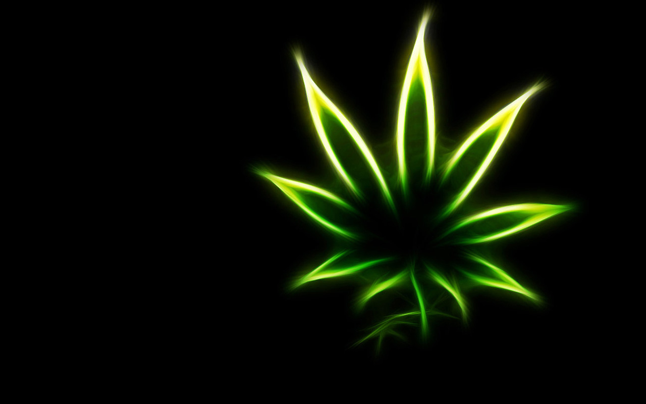 glowing cannabis leaf