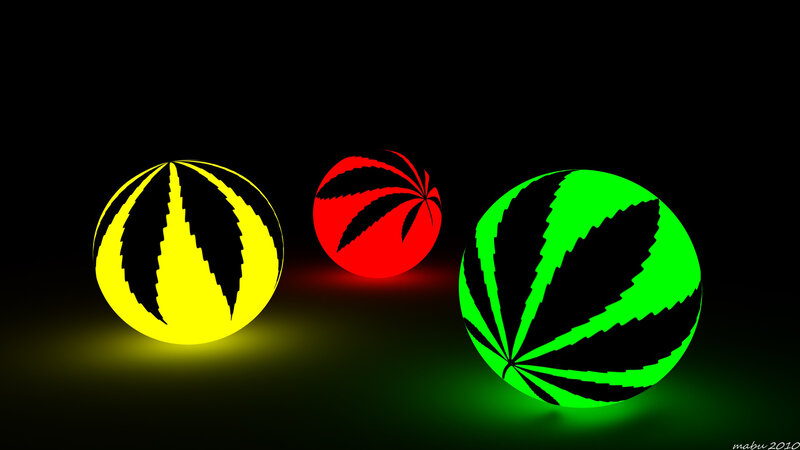 Glowing cannabis leaf spheres