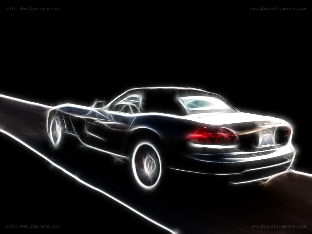 glowing car on dark road