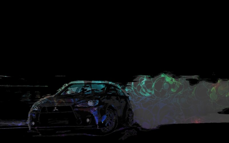 glowing car with digital effects