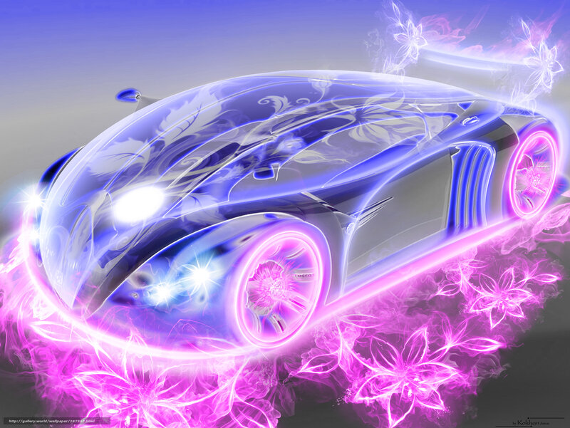 glowing car with floral effects
