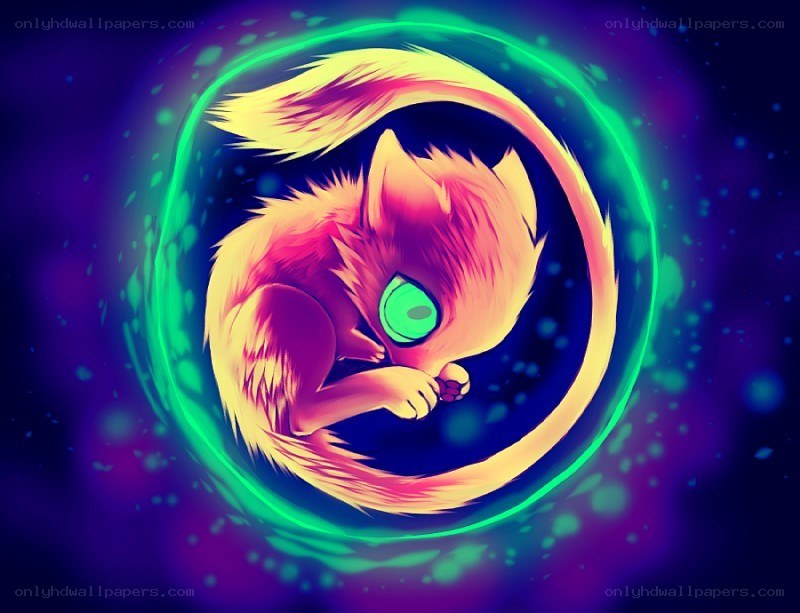 glowing cat in cosmic swirl