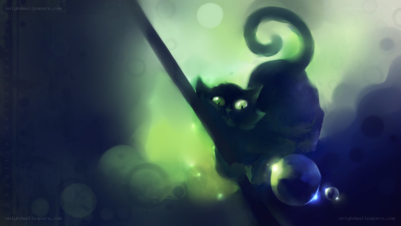 glowing cat on a branch