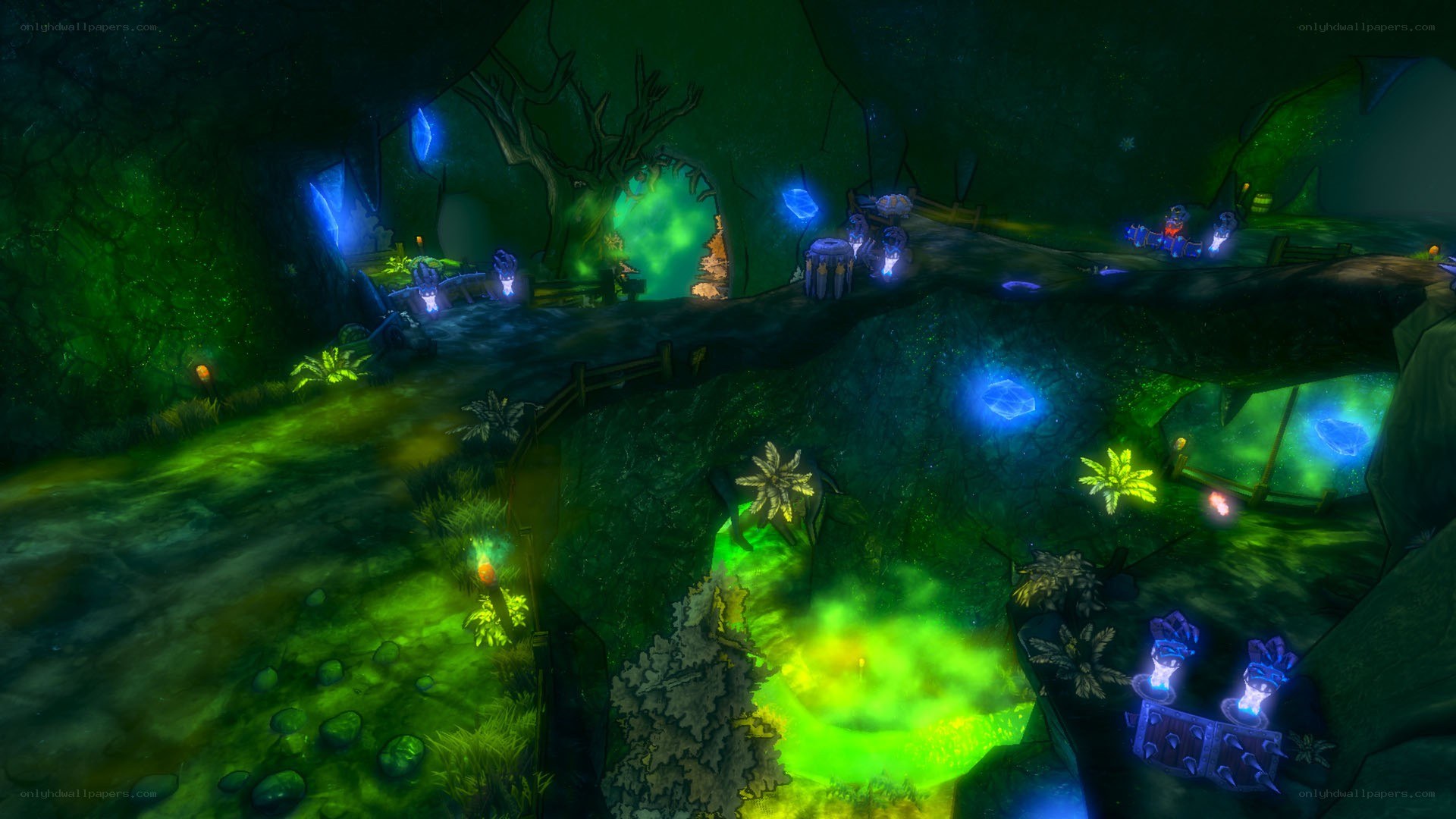 glowing cave environment