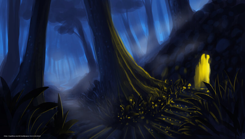 Glowing Cave in Forest — Blue