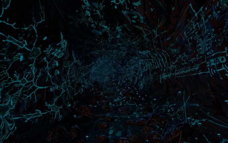 glowing cave tunnel