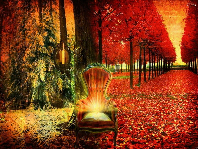 Glowing Chair in Forest — Red