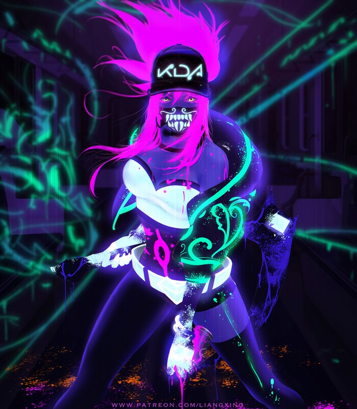 Glowing Character with Pink Hair