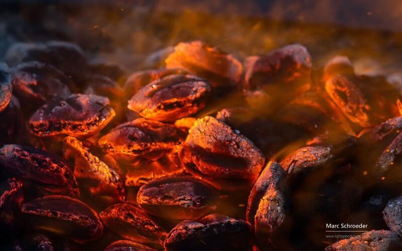 Glowing Charcoal Briquettes — Orange, Warm