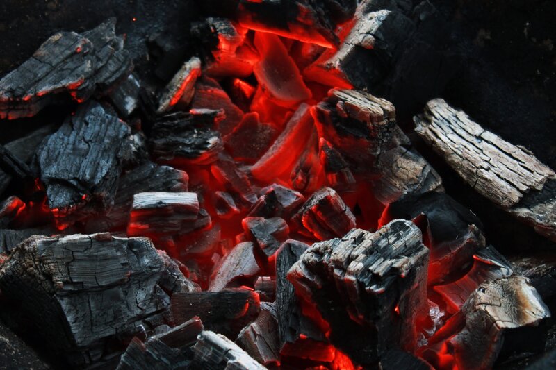 glowing charcoal embers