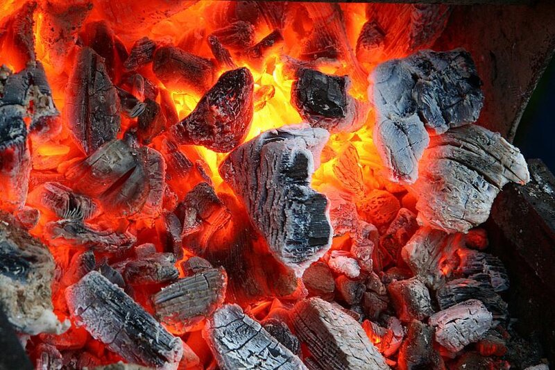 glowing charcoal embers