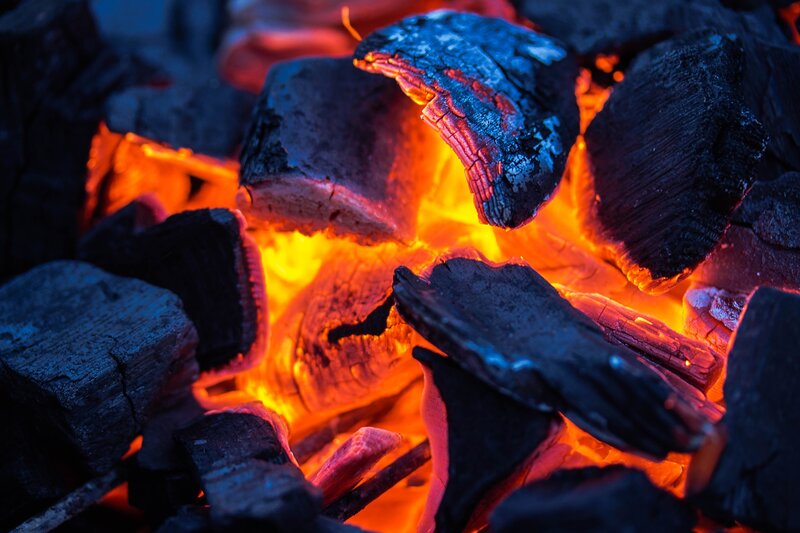 Glowing Charcoal Embers — Orange, Dramatic