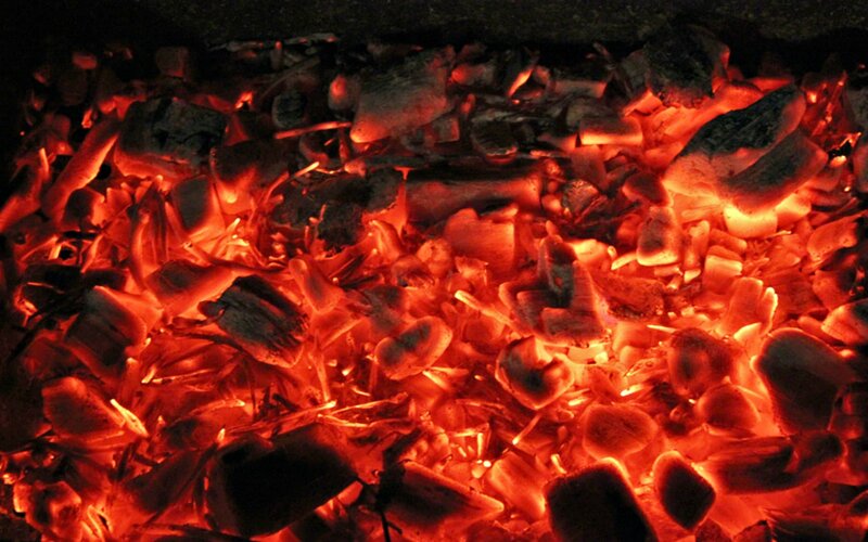 Glowing Charcoal Embers — Red