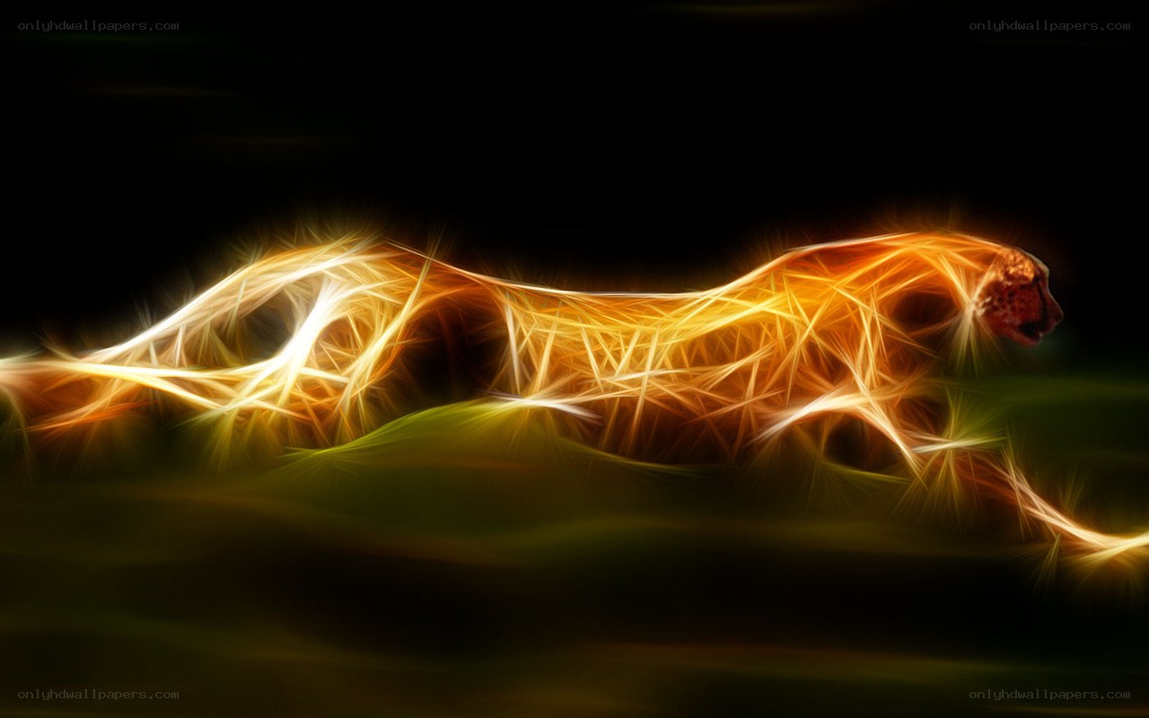 glowing cheetah in motion