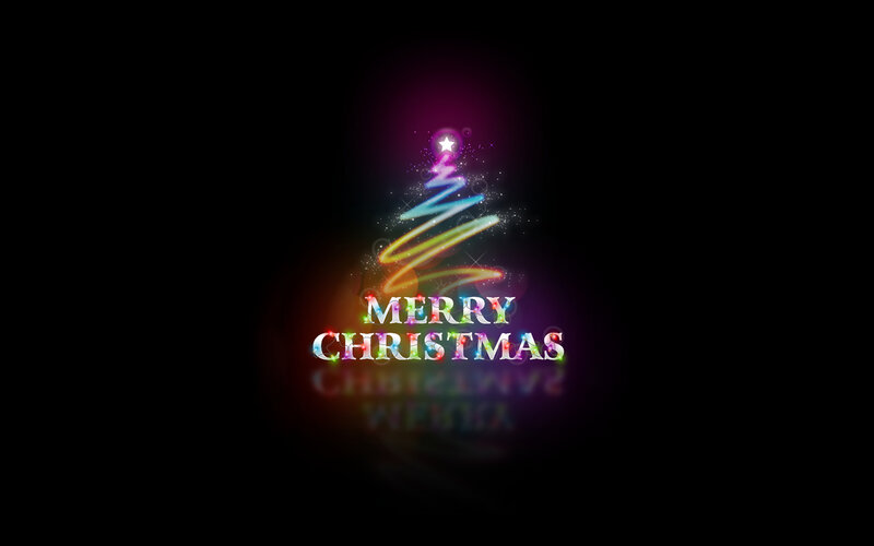 Glowing Christmas Tree — Black, Festive, Night