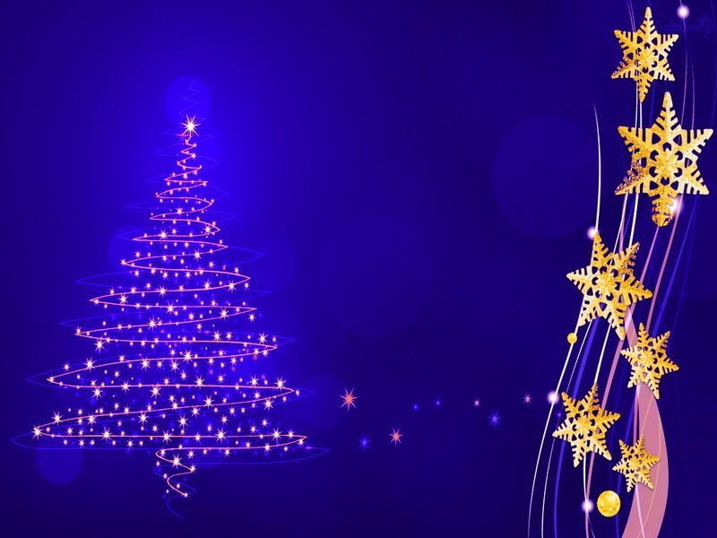 Glowing Christmas Tree — Blue, Festive, Night, Digital Art