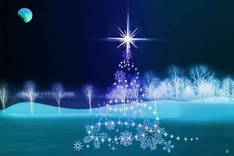 Glowing Christmas Tree — Blue, Serene